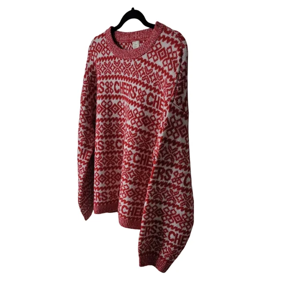 a new day Red and White Nordic Crew Neck Holiday Cheer Sweater Size XXL - Picture 3 of 6